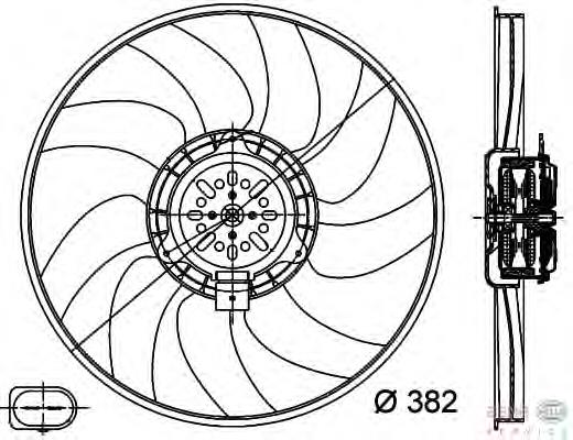 Ventilador elétrico de esfriamento montado (motor + roda de aletas) esquerdo Denso DER02006