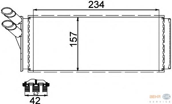8FH351311421 HELLA Radiador de forno (de aquecedor)