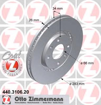Disco do freio dianteiro Zimmermann 440310620 preço, a partir de 44,27 USD