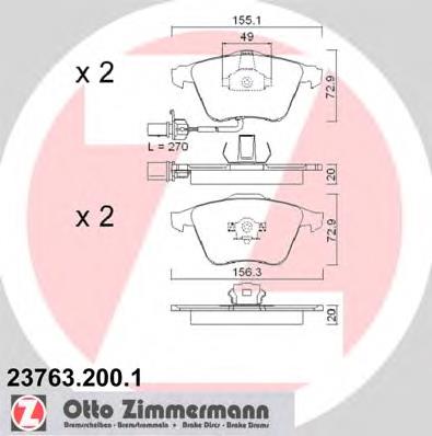 237632001 Zimmermann Sapatas do freio dianteiras de disco