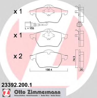 233922001 Zimmermann Sapatas do freio dianteiras de disco