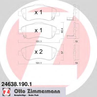 246381901 Zimmermann Sapatas do freio dianteiras de disco