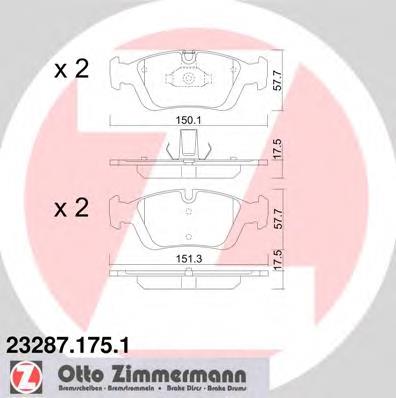 232871751 Zimmermann Sapatas do freio dianteiras de disco