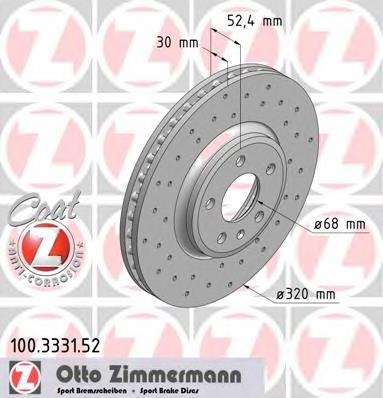 Disco do freio dianteiro Zimmermann 100333152 preço, a partir de 78,64 USD