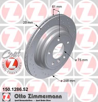 Disco do freio traseiro Zimmermann 150128652