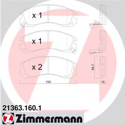 213631601 Zimmermann Sapatas do freio dianteiras de disco