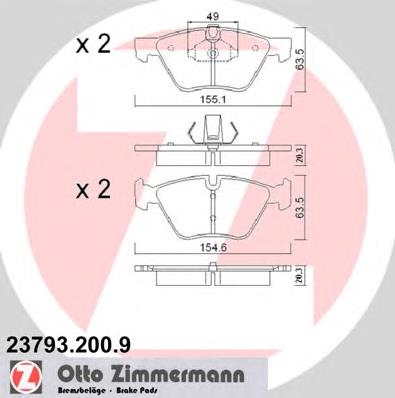 Sapatas do freio dianteiras de disco Zimmermann 237932009 preço, a partir de 43,39 USD