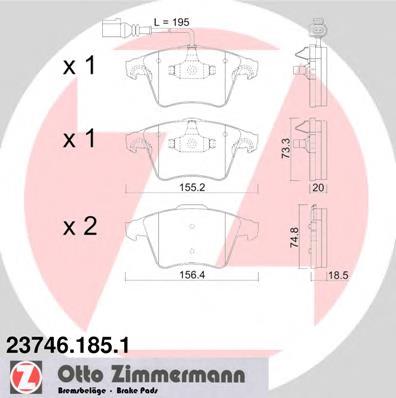 237461851 Zimmermann Sapatas do freio dianteiras de disco