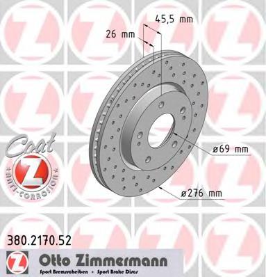Disco do freio dianteiro Zimmermann 380217052 preço, a partir de 60,23 USD