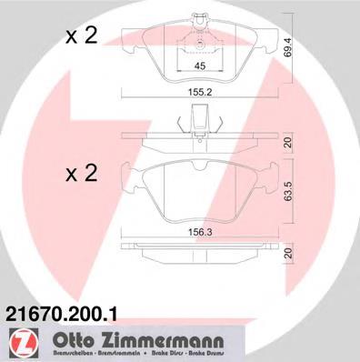 Sapatas do freio dianteiras de disco Zimmermann 216702001 preço, a partir de 40,96 USD