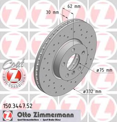 Disco do freio dianteiro Zimmermann 150344752