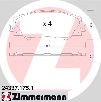 243371751 Zimmermann Sapatas do freio dianteiras de disco