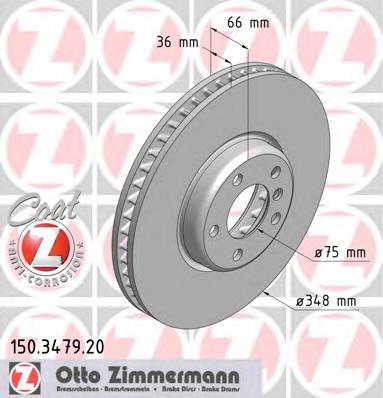 Disco do freio dianteiro Zimmermann 150347920