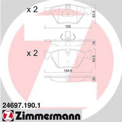 246971901 Zimmermann Sapatas do freio dianteiras de disco