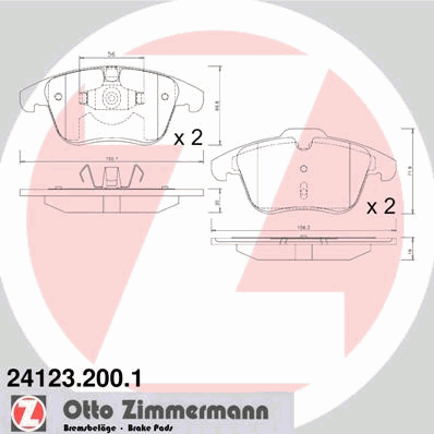 241232001 Zimmermann Sapatas do freio dianteiras de disco