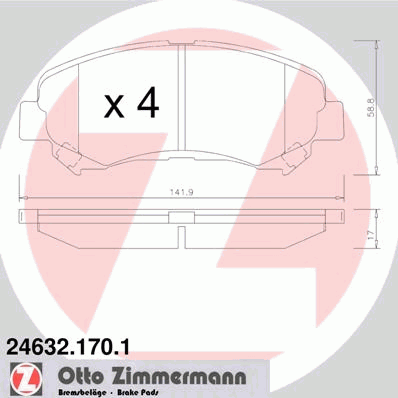 246321701 Zimmermann Sapatas do freio dianteiras de disco