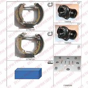 Sapatas do freio traseiras de tambor, montadas com cilindros, kit BSK202600 Open Parts
