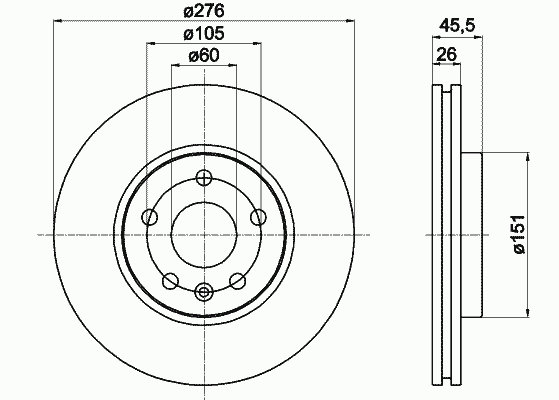 Disco do freio dianteiro DIW15C Japan Parts
