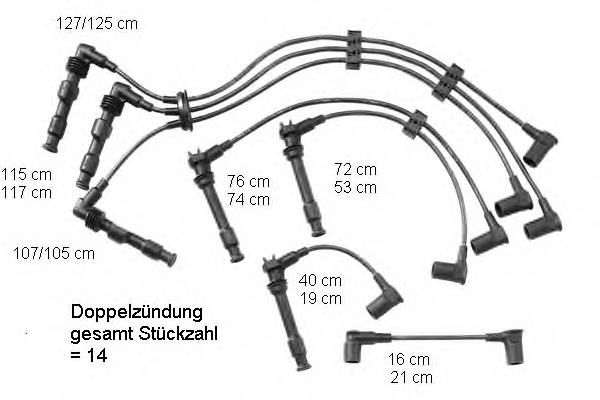 ZEF601 Beru Fios de alta voltagem, kit