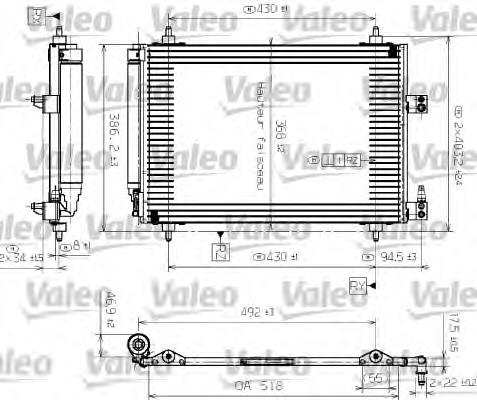 00006455AC Peugeot/Citroen Radiador de aparelho de ar condicionado