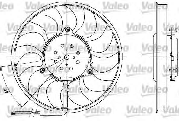 Ventilador (roda de aletas) do radiador de esfriamento direito Vemo V15011876