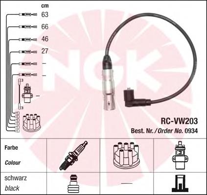 0934 NGK Fios de alta voltagem, kit