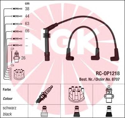 8707 NGK Fios de alta voltagem, kit