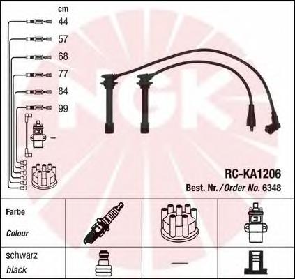 6348 NGK Fios de alta voltagem, kit