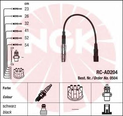 0504 NGK Fios de alta voltagem, kit