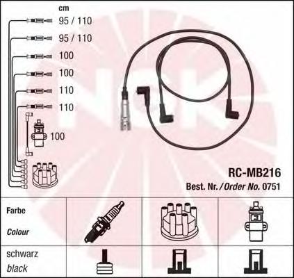 Fios de alta voltagem, kit NGK 751