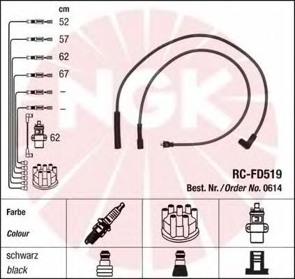 614 NGK Fios de alta voltagem, kit