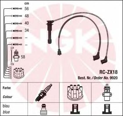 Fios de alta voltagem, kit RCZX18 NGK