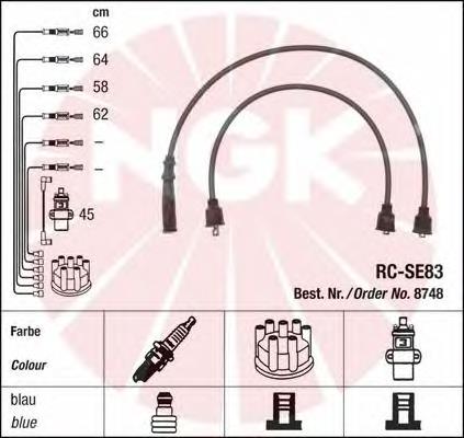 8748 NGK Fios de alta voltagem, kit