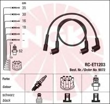 9072 NGK Fios de alta voltagem, kit