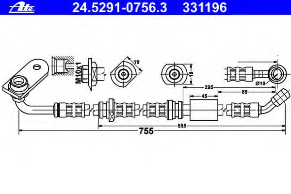 TF831 Japan Parts Mangueira do freio dianteira esquerda