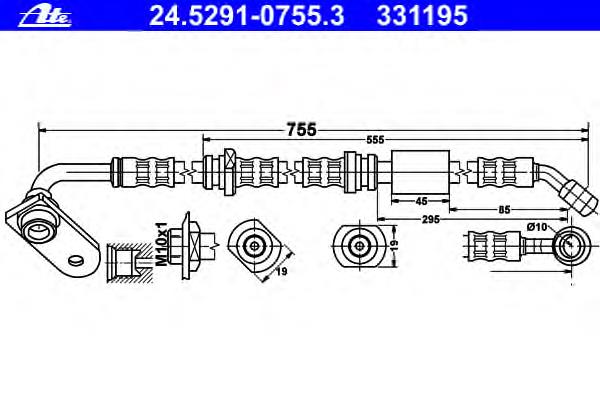 TF830 Japan Parts Mangueira do freio dianteira direita