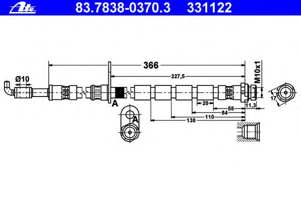 SL7007 ABS Mangueira do freio dianteira direita