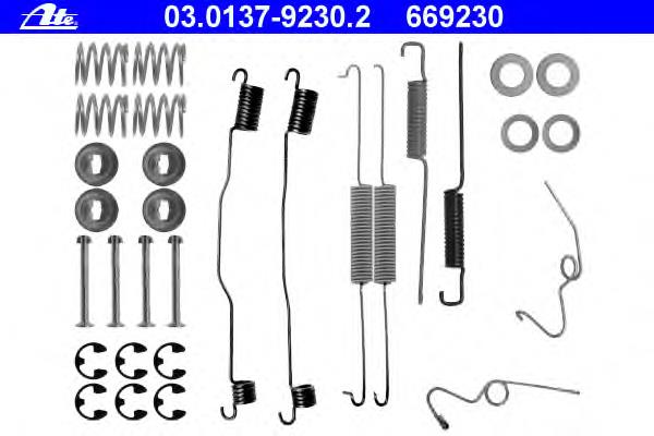  Kit de montagem das sapatas traseiras de tambor Ford Transit III ônibus (V) (1977 - 1986) III