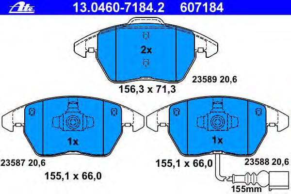 13046071842 ATE Sapatas do freio dianteiras de disco
