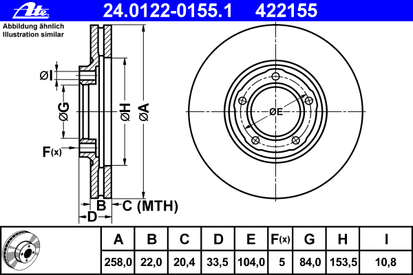 Disco do freio dianteiro MB407031 Mitsubishi