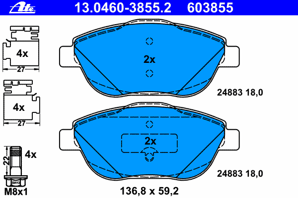 425431 Peugeot/Citroen Sapatas do freio dianteiras de disco