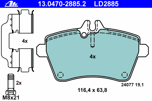 A1694200220 Mercedes Sapatas do freio dianteiras de disco