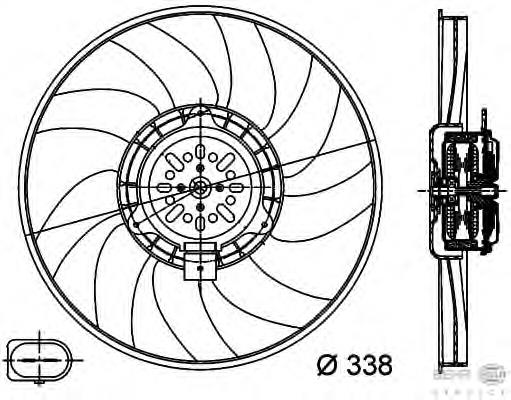 Ventilador elétrico de esfriamento montado (motor + roda de aletas) direito Thermotec D8A011TT preço, a partir de 112,87 USD