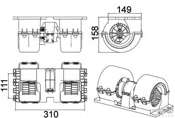 Motor de ventilador de forno (de aquecedor de salão) 34527 NRF