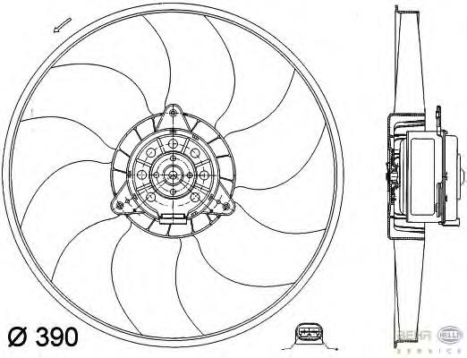 Ventilador elétrico de esfriamento montado (motor + roda de aletas) para Renault Laguna B56, 556