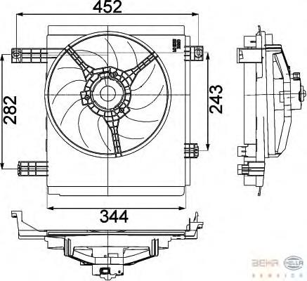 0008576V005000000 Mercedes Difusor do radiador de esfriamento, montado com motor e roda de aletas