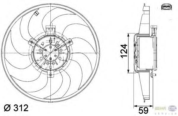 6395000593 Mercedes Ventilador elétrico de esfriamento montado (motor + roda de aletas)