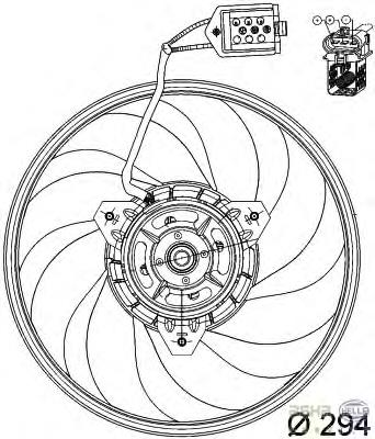 9129966 Opel Ventilador elétrico de esfriamento montado (motor + roda de aletas)
