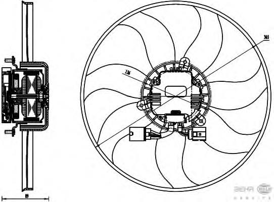 Ventilador elétrico de esfriamento montado (motor + roda de aletas) esquerdo VAG 1KM959455B preço, a partir de 44,33 USD