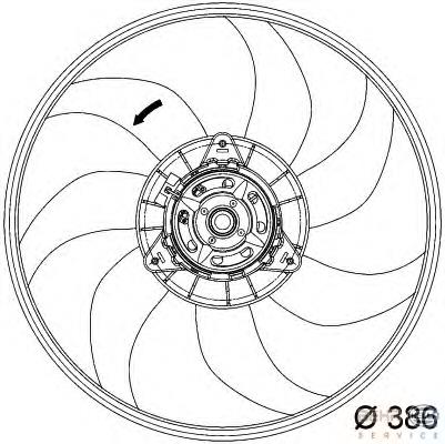 E5480 Opel Difusor do radiador de esfriamento, montado com motor e roda de aletas